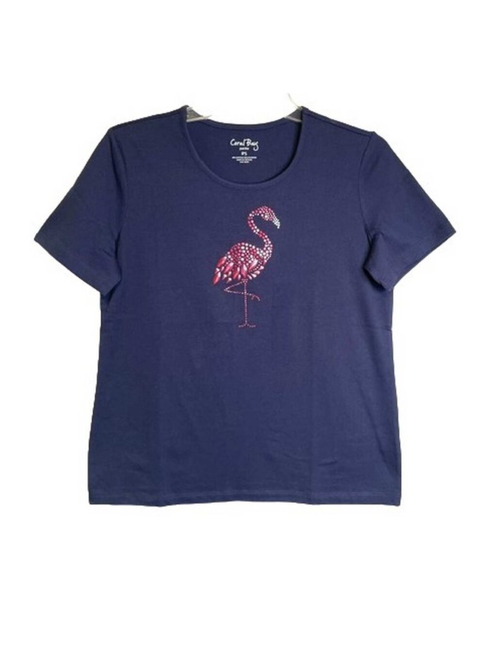 Coral Bay Embellished Flamingo Shirt SMALL PETITE (2121)